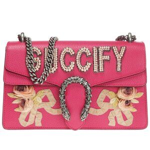 Gucci Pink Leather Pear Embellishment Dionysus Shoulder Bag